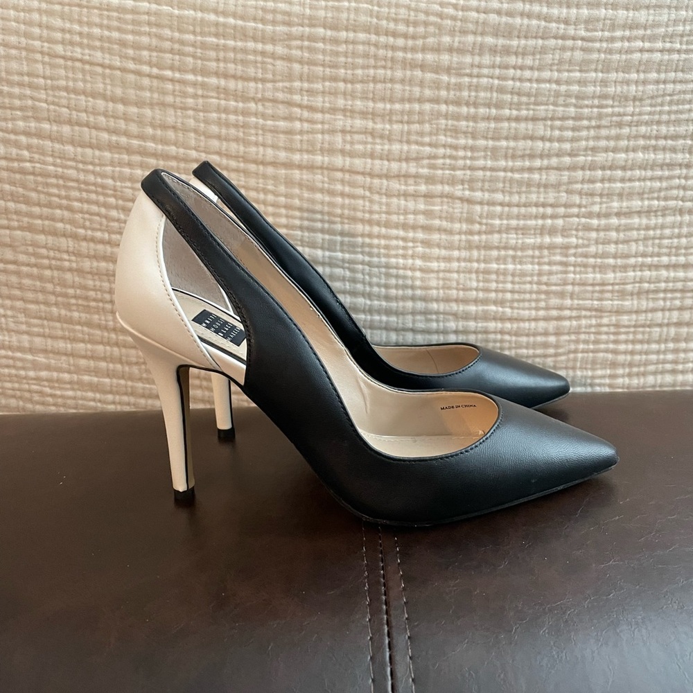 White House Black Market Black and Cream Heels